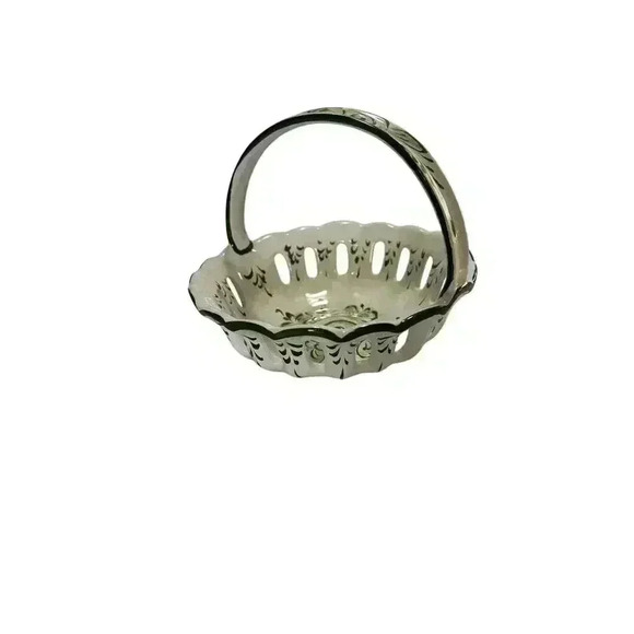 Vintage Vestal Bowl Basket Made In Portugal Numbered 94/2 Hand Painted Porcelain - Picture 2 of 12